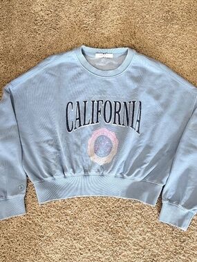 Hang Ten California Cropped Sweatshirt - Blue M (Brand New, Never Worn) 76% Cott